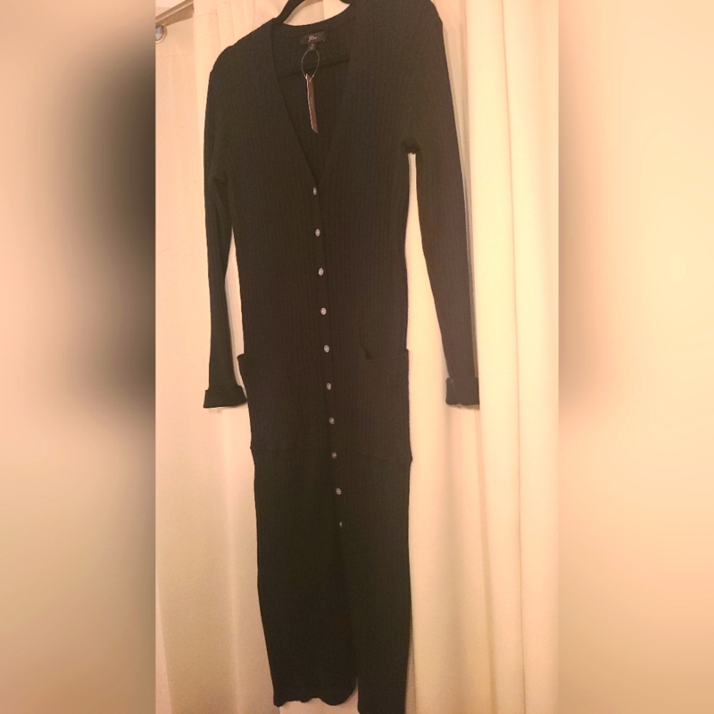 J Crew - New With Tags - Size M - Black Button Down Sweater Dress